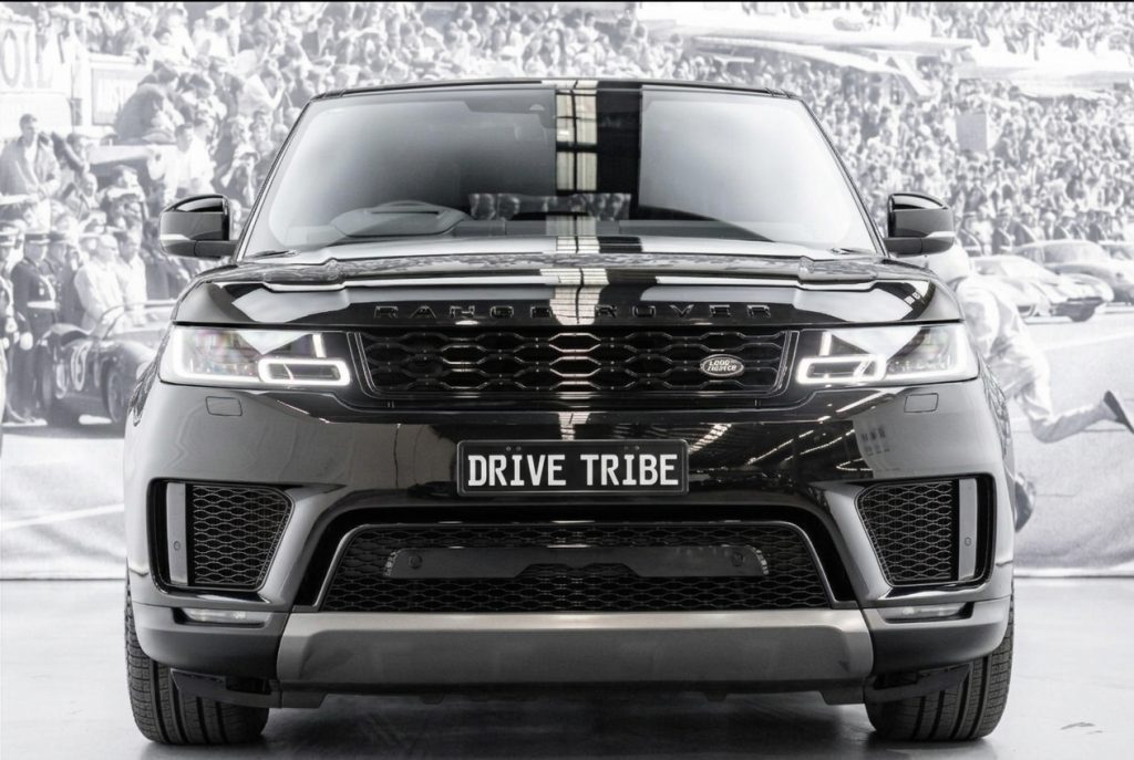 Black 2022 Land Rover Range Rover Sport, front view, available for hire in Sydney