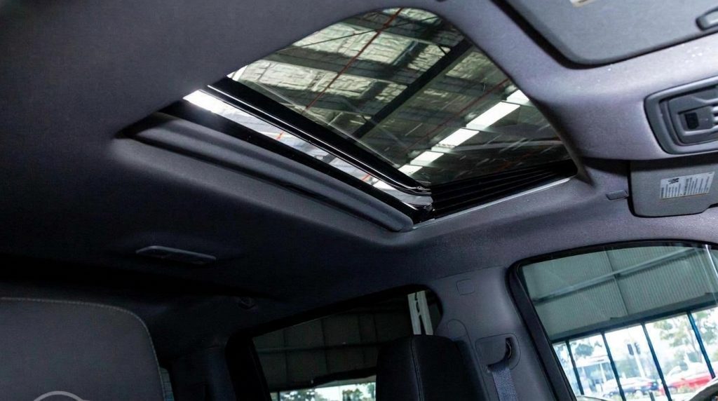Sunroof of the black 2022 Chevrolet Silverado 1500 Trail Boss, available for hire in Sydney