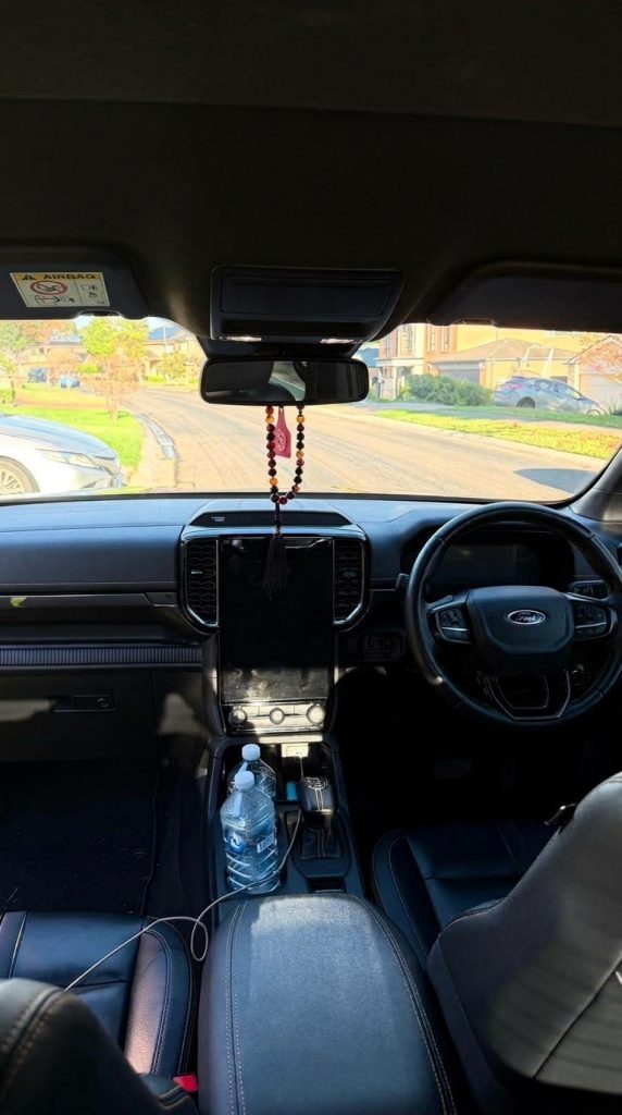 Dashboard of the grey 2022 Ford Ranger Wildtrak 4x4, available for hire in Sydney