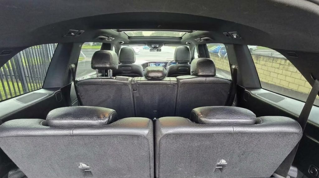Boot space of the black 2019 Mercedes-Benz GLS, available for hire in Sydney
