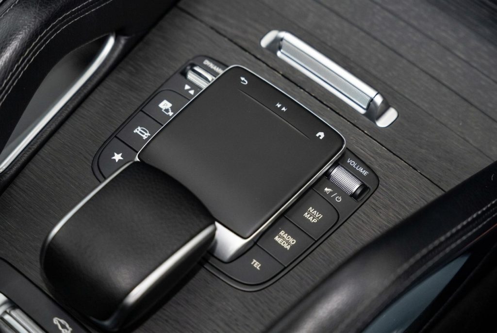 Centre console of the black 2019 Mercedes-Benz GLS, available for hire in Sydney